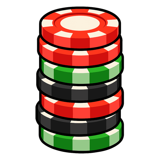 Stack of poker chips for a blackjack table rental